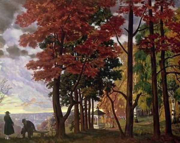 Autumn Oil Painting by Boris Kustodiev