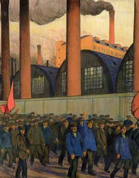 Strike Oil Painting by Boris Kustodiev