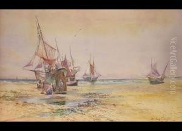 Yarmouth Bei Ebbe Oil Painting by Joseph Hughes Clayton