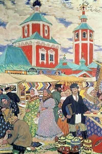 At The Fair Oil Painting by Boris Kustodiev