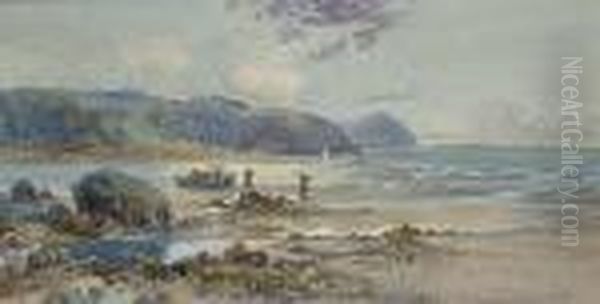 Low Tide, The River Conway, Deganwy Oil Painting by Joseph Hughes Clayton