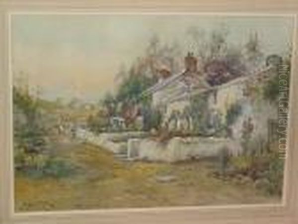 The Picture Cottages, Camaes, Anglesey Oil Painting by Joseph Hughes Clayton