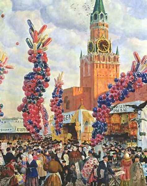 Easter Market at the Moscow Kremlin Oil Painting by Boris Kustodiev