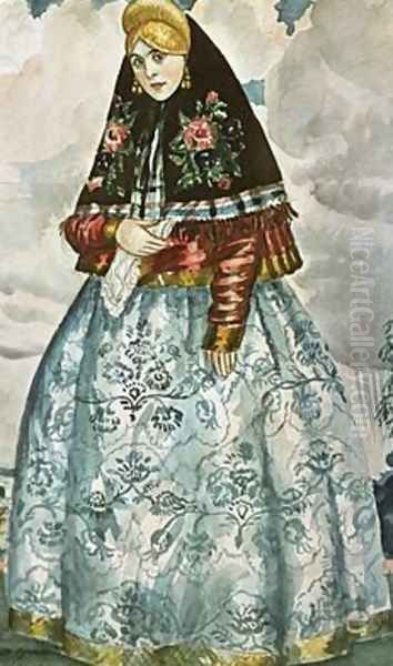 Costume Design for The Thunderstorm 2 Oil Painting by Boris Kustodiev