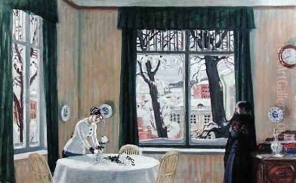 In the Room Winter Oil Painting by Boris Kustodiev