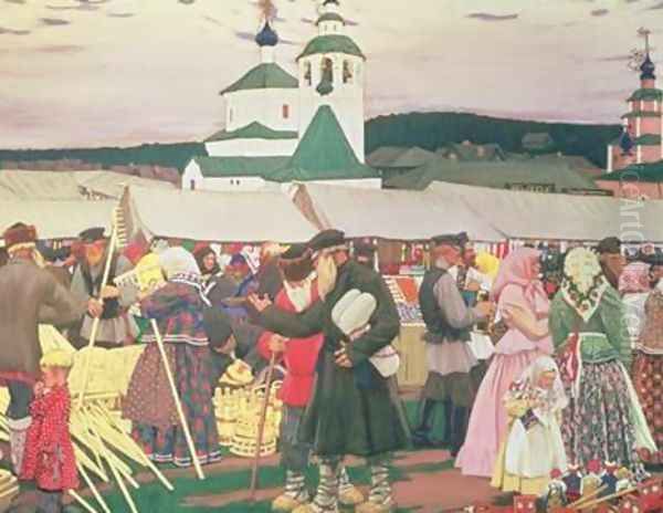 The Fair Oil Painting by Boris Kustodiev