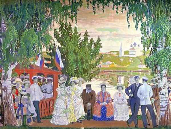 Festive Gathering Oil Painting by Boris Kustodiev