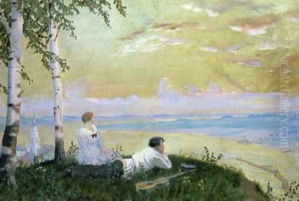 On the Volga Oil Painting by Boris Kustodiev