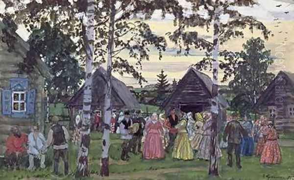 The Khorovod Oil Painting by Boris Kustodiev