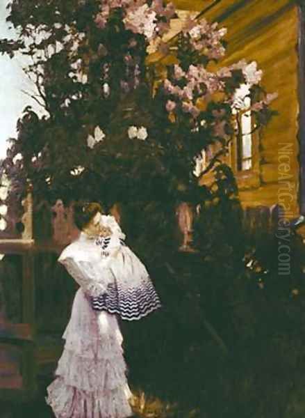 Lilacs Oil Painting by Boris Kustodiev