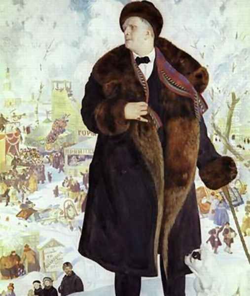 Portrait of Fyodor Chaliapin Oil Painting by Boris Kustodiev