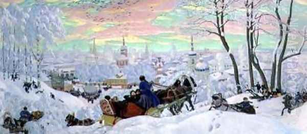 Shrove Tide 3 Oil Painting by Boris Kustodiev