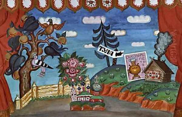 Stage design for The Flea Oil Painting by Boris Kustodiev