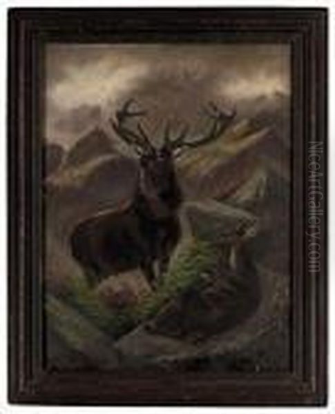 Monarch Of The Glen Oil Painting by Robert Cleminson