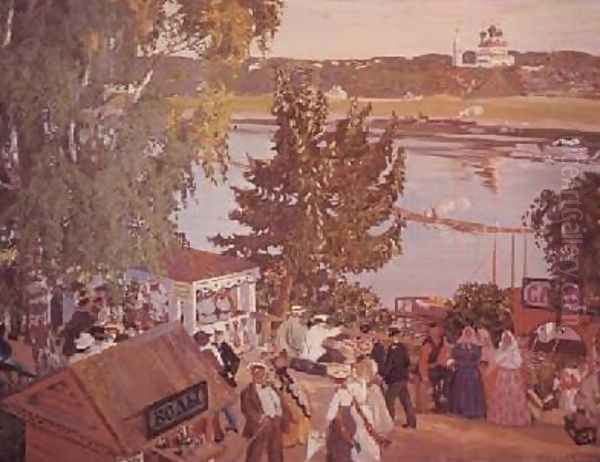 Public merrymaking on the Volga Oil Painting by Boris Kustodiev