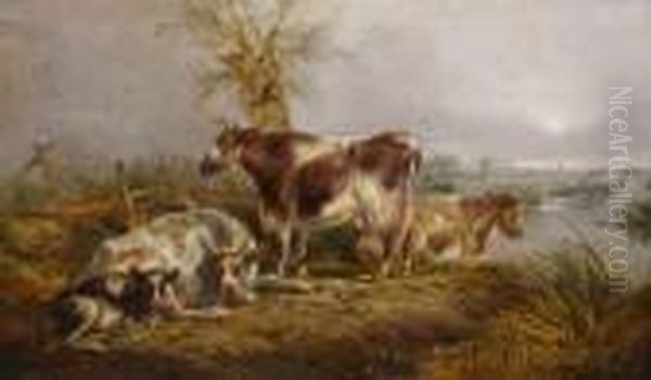 Cows Oil Painting by Robert Cleminson