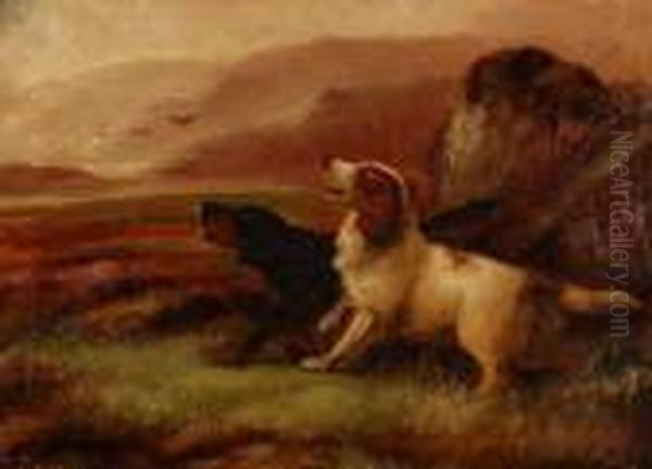 Gun Dogs In Thehighlands Oil Painting by Robert Cleminson