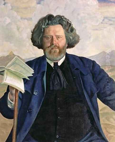 Portrait of Maximilian Voloshin 1877-1932 Oil Painting by Boris Kustodiev