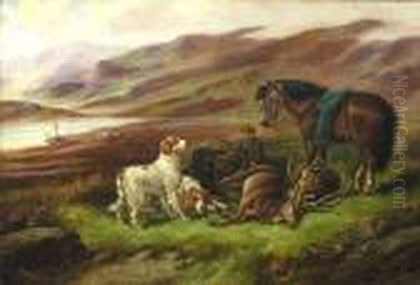 Hunting Scene Oil Painting by Robert Cleminson