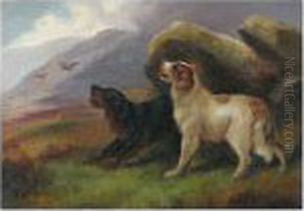 Spaniels Flushing Out Game, And Another Similar Oil Painting by Robert Cleminson