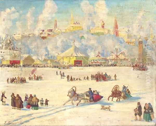 Winter fair Oil Painting by Boris Kustodiev