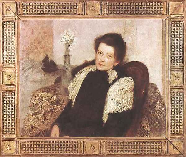 Portrait of the Artists Wife 1896 Oil Painting by Aladar Korosfoi-Kriesch