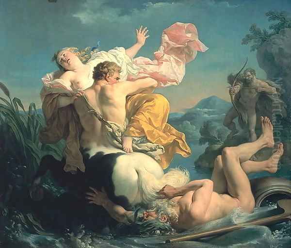 The Abduction of Deianeira by the Centaur Nessus 1755 Oil Painting by Aladar Korosfoi-Kriesch