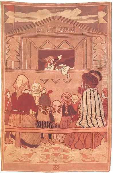 Puppet Theatre 1907 Oil Painting by Aladar Korosfoi-Kriesch