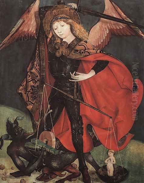 St. Michael Weighing Souls 1480 Oil Painting by Kartner Meister