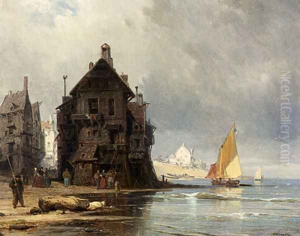 A Coastal Scene In Normandy Oil Painting by Charles Euphrasie Kuwasseg, Jr.