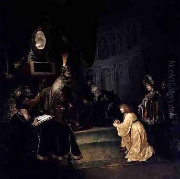 Daniel Before Nebuchadnezzar Oil Painting by Salomon Koninck