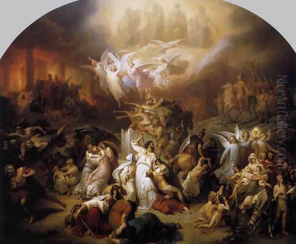 The Destruction of Jerusalem by Titus 1846 Oil Painting by Wilhelm von Kaulbach