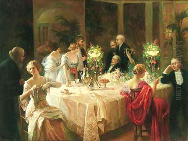 A wedding banquet Oil Painting by Kasparus Karsen