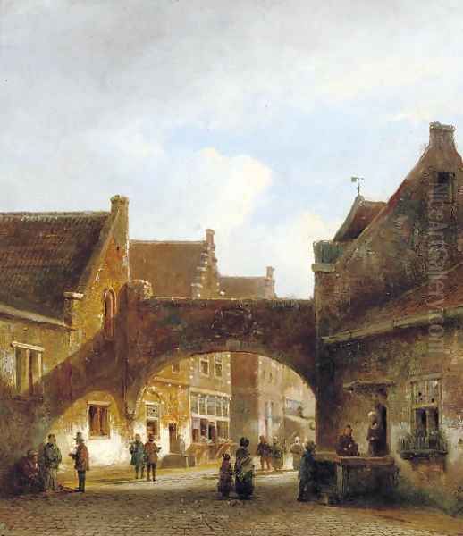 A town gate in summer Oil Painting by Kasparus Karsen