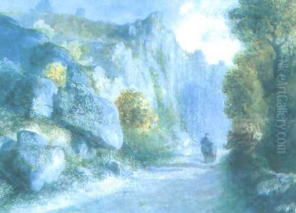 Road Among Rocks in Burgundy Oil Painting by Teofil Kwiatkowski