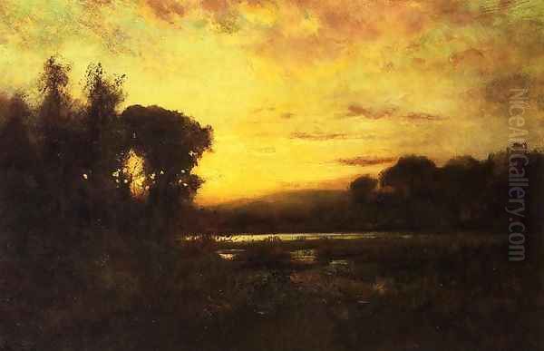 Wetlands at Sunset Oil Painting by William Keith