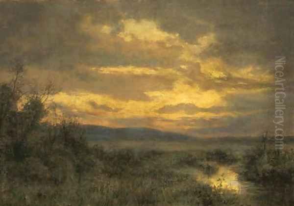 Sunset Oil Painting by William Keith