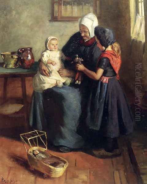 The New Doll Oil Painting by Hendrik Maarten Krabbe