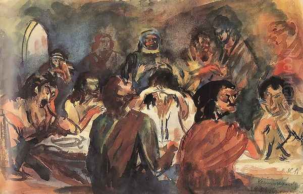 Last Supper 1921 Oil Painting by Karoly Kernstok