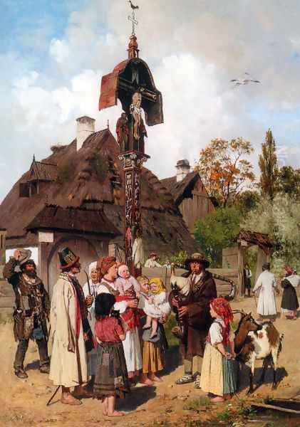 Der Dudelsackpfeifer Oil Painting by Anton Kozakiewicz