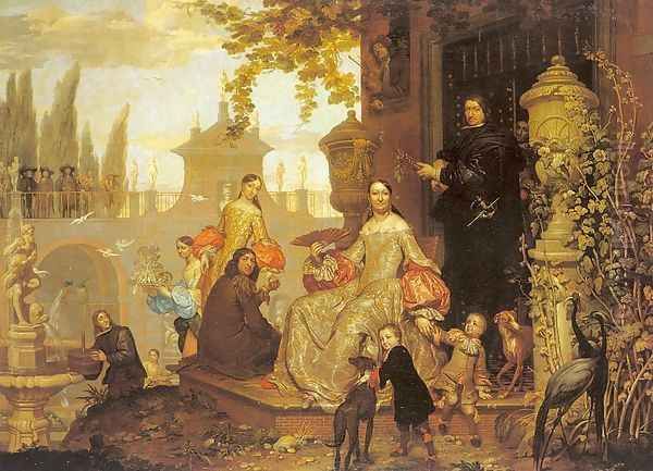 Portrait of a Family in a Garden 1680 by Jan van, the Younger Kessel