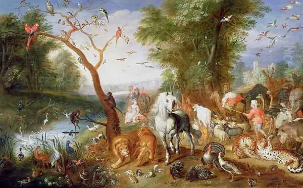 The Animals entering Noahs Ark Oil Painting by Jan van, the Younger Kessel