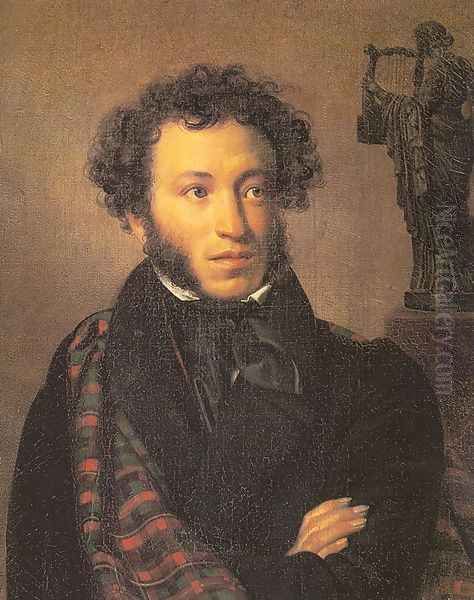 Portrait of the Poet Alexander Pushkin 1827 Oil Painting by Orest Kiprensky