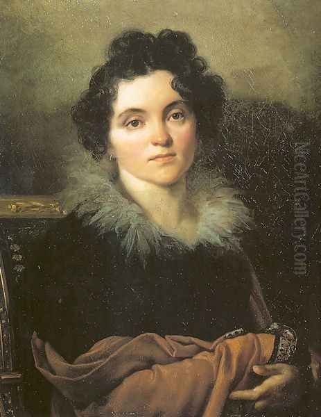 Portrait of Darya Khvostova 1814 Oil Painting by Orest Kiprensky