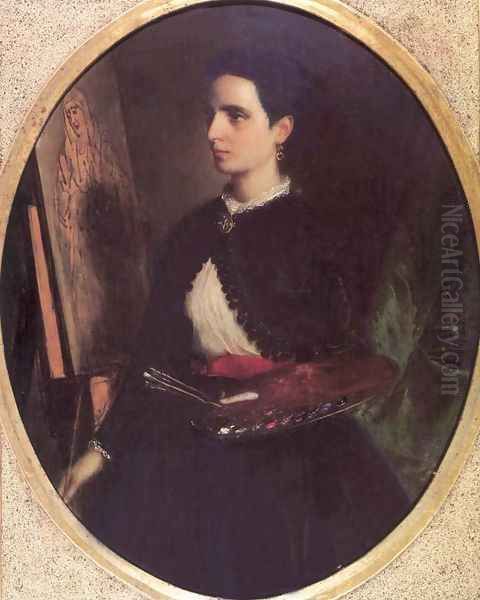 Petra de Castro y Blanco, the Artists Wife 1869 Oil Painting by Mihaly Kovacs