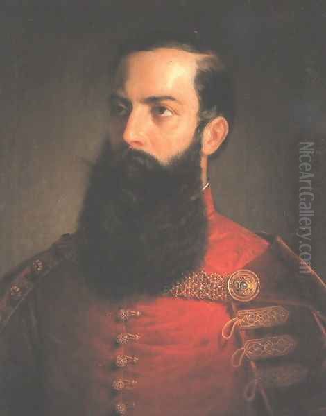 A Hungarian Nobleman c. 1850 Oil Painting by Mihaly Kovacs