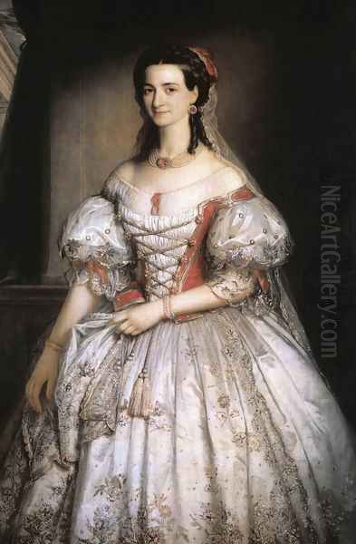 Portrait of Kornelia Hollosy 1860 Oil Painting by Mihaly Kovacs