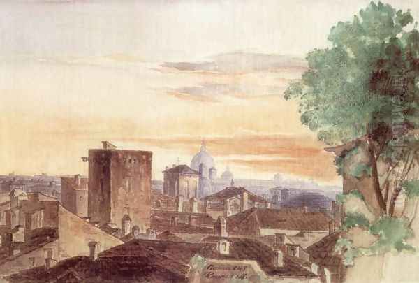 Rome at Dusk 1843 Oil Painting by Mihaly Kovacs