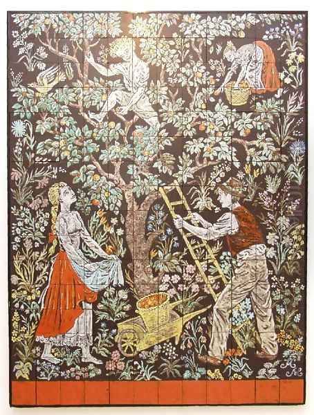 Picking Apples 1952 Oil Painting by Mihaly Kovacs