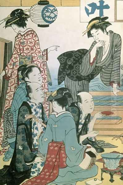 Women of the Gay Quarters 2 Oil Painting by Torii Kiyonaga